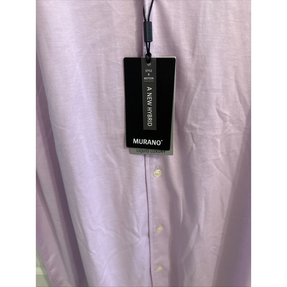 NWT $79 Murano Liquid Luxury Shirt SS Lilac Big & Tall XLT Cotton Collared - Picture 3 of 4